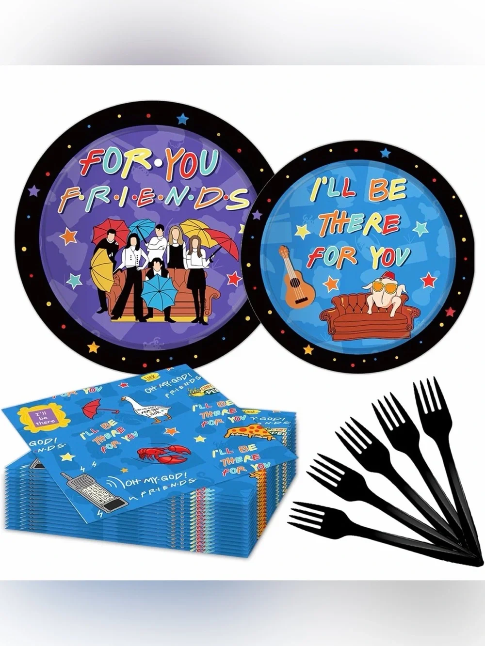 🇺🇸 Sale Friends TV Theme Party Paper Plates & Napkins Set -Serves 24 Guests